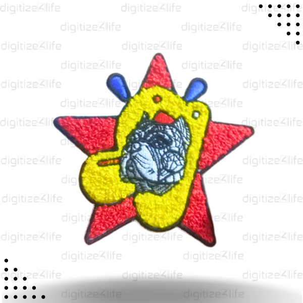 Dog on Red Star Chenille Patch